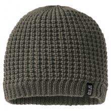 Jack Wolfskin Czapka (Beanie) Milton - ciepła czapka dzianinowa z ociepleniem - brązowo-zielona dla kobiet